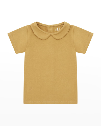 Vild - House Of Little Kid's Woven Collared Shirt In Camel