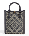 Tory Burch Mini T Monogram Jacquard North-south Tote Bag In Tory Navy
