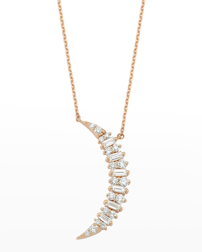 Beegoddess Crescent Round And Baguette Diamond Necklace