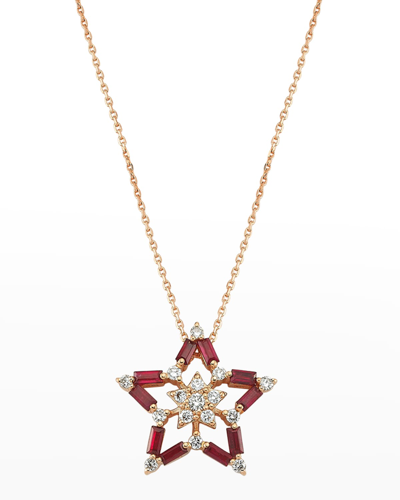 Beegoddess Sirius Diamond And Ruby Pendant Necklace