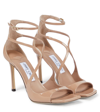Jimmy Choo Patent Leather Azia 95 Sandals In Ballet Pink