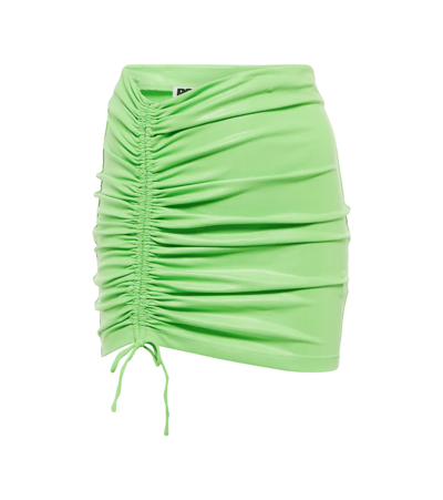 Rotate Birger Christensen Margaritta Ruched Miniskirt In Green Flash