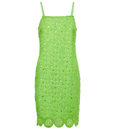 Rotate Birger Christensen Silke Cotton-blend Crochet Minidress In Green Flash