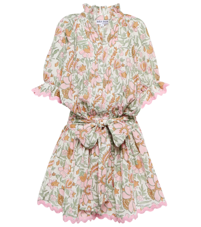 Juliet Dunn Floral Cotton Minidress In White Multi
