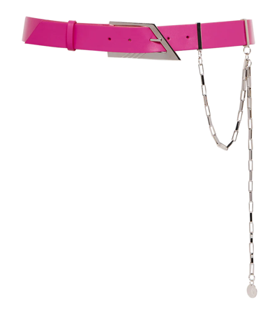 Attico Chain Leather Belt In Fuchsia