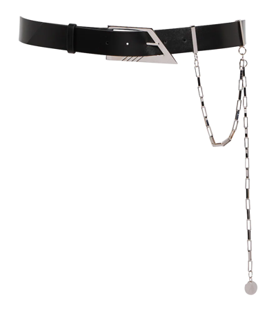 Attico Chain Leather Belt In Black