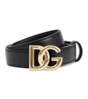 Dolce & Gabbana Dg Logo Calf Leather Belt In Black