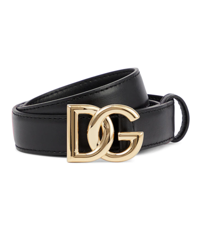 Dolce & Gabbana Black Leather Logoed Belt