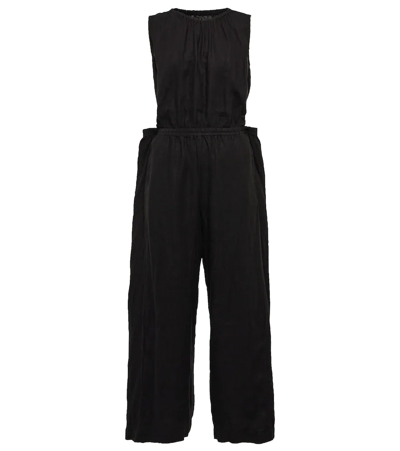 Velvet Vivi Cutout Linen Jumpsuit In Black