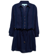 Melissa Odabash Women's Scarlett Collared Fringe Minidress In Navy