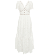 Self-portrait Ivory Organic Cotton Lace Diamante Trim Midi Dress In Ivory