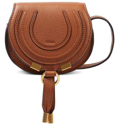 Chloé Marcie Mini Leather Shoulder Bag In ブラウン