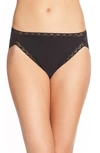 Natori Bliss French Cut Brief Panty Underwear With Lace Trim In Black