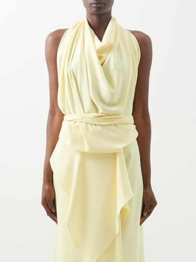 A.w.a.k.e. Halterneck Backless Crepe Top In Yellow