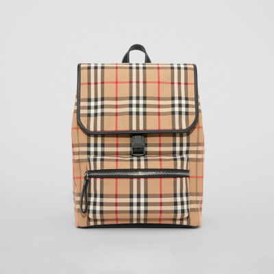 Burberry Childrens Vintage Check Cotton Backpack In Archive Beige