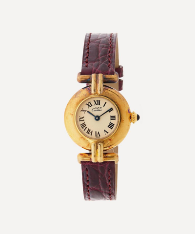 Designer Vintage 1980s Must De Cartier Vermeil Colisee Watch In Garnet Red