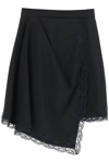 Alexander Mcqueen Lace-embellished Asymmetric Skirt In Black