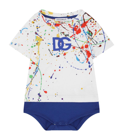 Dolce & Gabbana Babies' Kids Cotton Paint-splattered Bodysuit (3-24 Months) In Multi