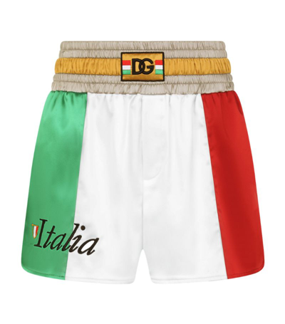 Dolce & Gabbana Italia Multicolored Colour-block Track Shorts In Green
