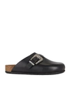 Saint Laurent Buckled Backless Leather Loafers In Noir
