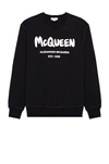 Alexander Mcqueen Graffiti Core Crewneck Sweatshirt In Black
