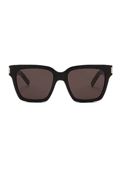 Saint Laurent Sl 507 Sunglasses In Shiny Black & Solid Grey