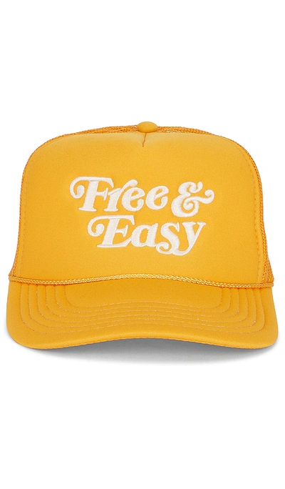 Free And Easy Trucker 帽类 – 黄色 & 白色 In Mustard