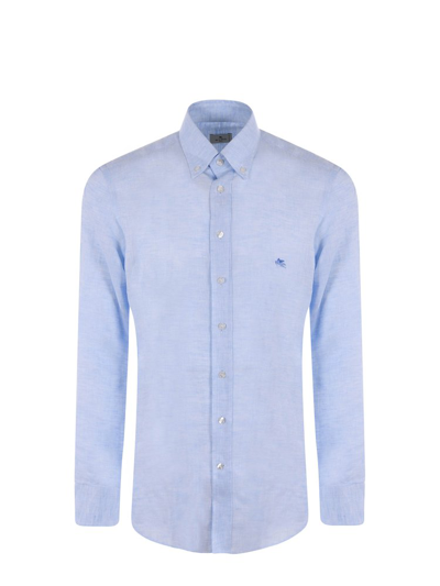 Etro Logo Embroidered Shirt In Blue