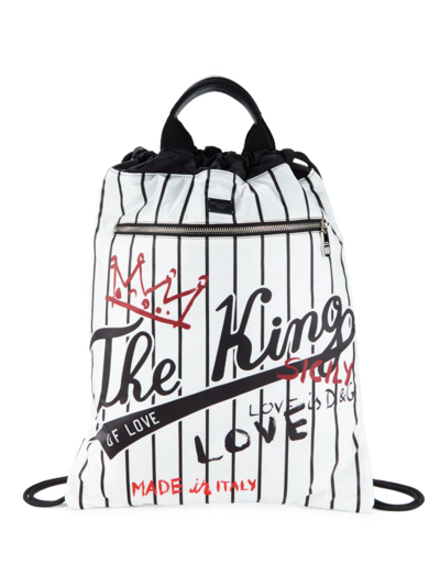 Dolce & Gabbana Women's Striped Drawstring Backpack In White Multi