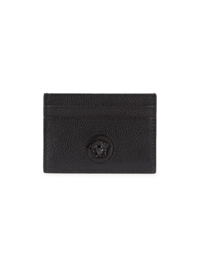 Versace Women's Medusa Leather Card Case In Black Gold