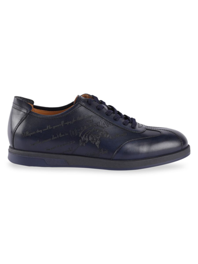 Vellapais Men's Leather Sneakers In Navy Blue
