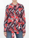 Valentino Logo Bandana-print Scarf-neck Silk Blouse