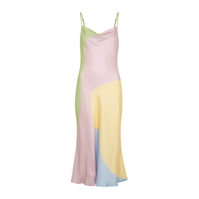 Olivia Rubin Aubrey Printed Satin Midi Dress In Multicoloured