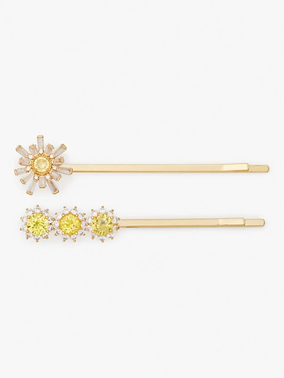 Kate Spade Gold-tone 2-pc. Set Cubic Zirconia Bobby Pins In Yellow Multi