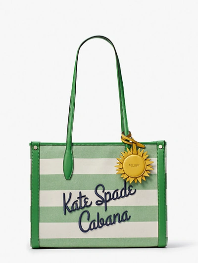 Kate Spade Market Cabana Canvas Medium Tote In Green