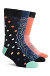 Nordstrom Rack Cushioned Patterned Crew Socks In Blue Angelite- Coral