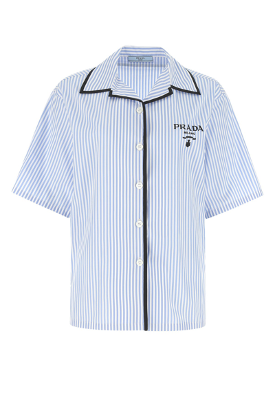 Prada Women's Striped Cotton Poplin Shirt In Multi-colored