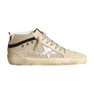 Golden Goose Mid Star In Cream_silver_black_white