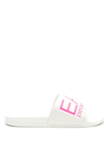 Ea7 Embossed Logo-print Slides In White