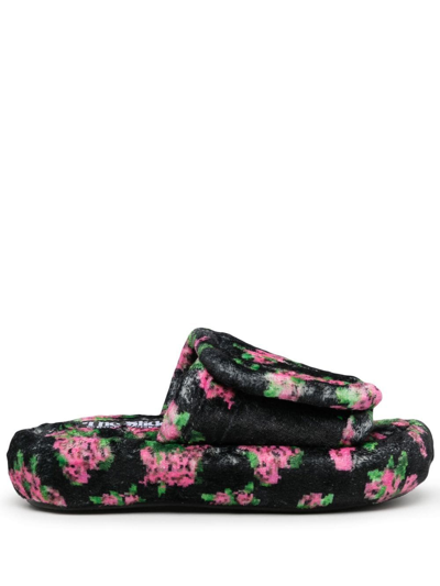 Natasha Zinko Pixel Floral-print Slippers In Multicolour