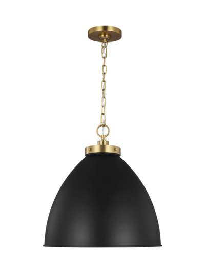 Chapman & Myers Wellfleet Large Dome Pendant In Midnight Black Burnished Brass