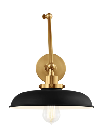 Chapman & Myers Wellfleet Double Arm Wide Task Sconce In Midnight Black Burnished Brass