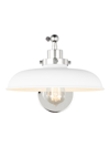 Chapman & Myers Single Arm Wide Task Sconce Lamp In Matte White Polished Nickel