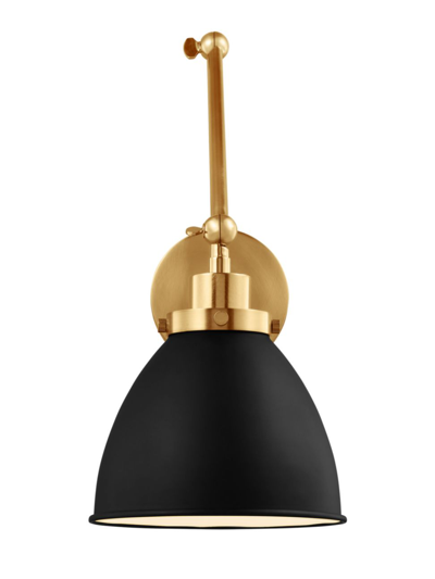 Chapman & Myers Wellfleet Double Arm Dome Task Sconce In Midnight Black Burnished Brass