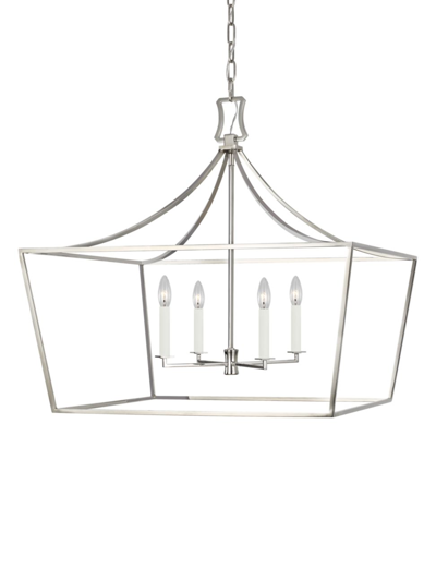 Chapman & Myers Southold Wide Lantern Chandelier In Polished Nickel
