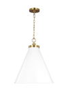 Chapman & Myers Wellfleet Large Cone Pendant In Matte White Burnished Brass