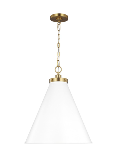 Chapman & Myers Wellfleet Large Cone Pendant In Matte White Burnished Brass