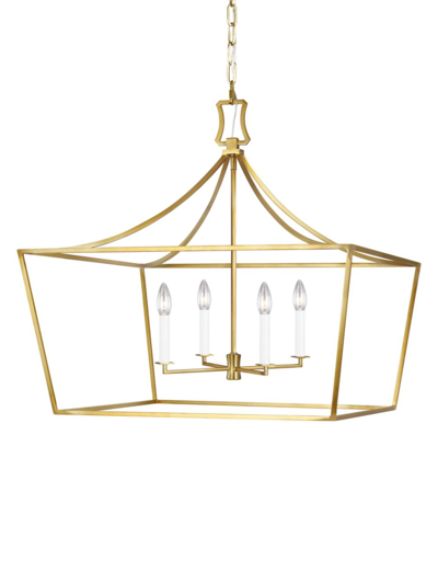 Chapman & Myers Southold Wide Lantern Chandelier In Burnished Brass