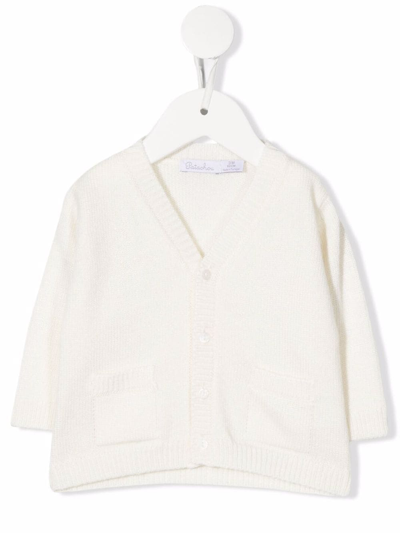 Patachou Babies' Ribbed-edge Cardigan In White