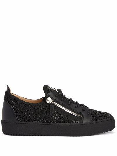 Giuseppe Zanotti Frankie Monogram Sneakers In Black